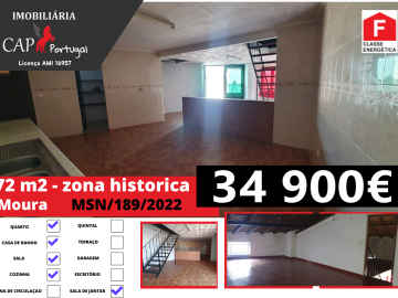 CAPPORTUGAL - 34 900€ Vende-se em Moura - Beja, na zona histórica, habitação com área de 72m2.